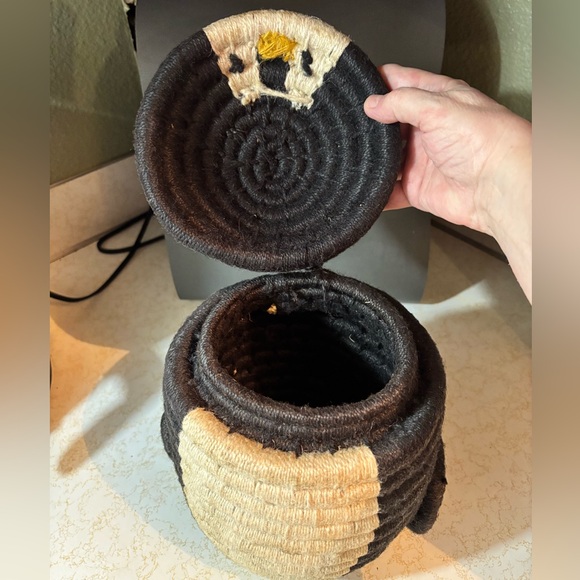 H&M Home Penguin Storage Basket w/Lid Braided Jute Animal Organization Kids - Picture 4 of 10